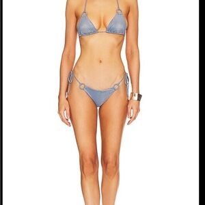 Zimmermann Light Blue Ring-Detail Triangle Bikini
